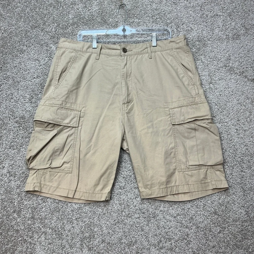 Levi's Cargo Shorts Mens 36 Khaki Tan Ripstop Flap Pocket Utility Outdoor EUC